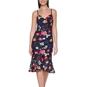 GUESS Embroidered Black Lace Midi Dress 12